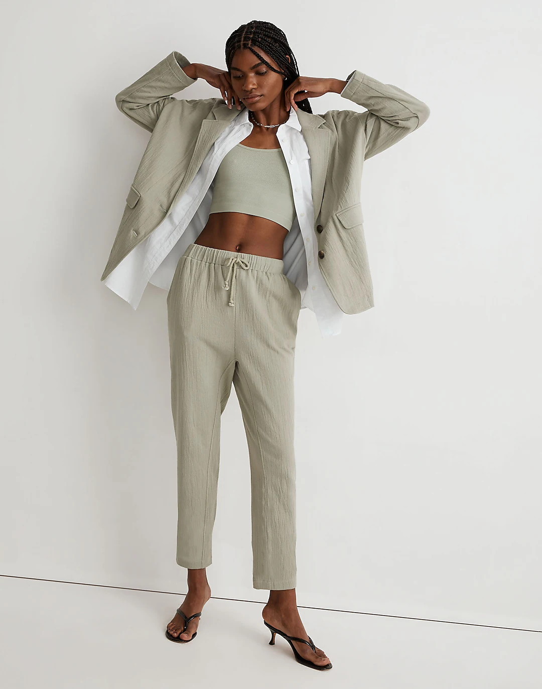 Rumpled Terry Pull-On Tapered Pants | Madewell