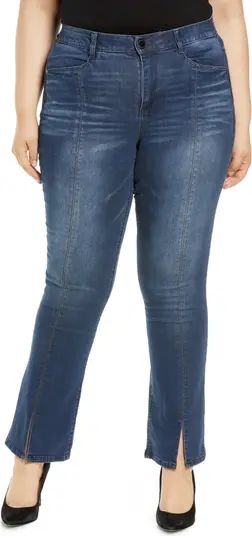 'Ab'Solution Itty Bitty High Waist Slit Hem Bootcut Jeans | Nordstrom