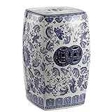 Jonathan Y TBL1011A Floral Vine 18.5" Chinoiserie Ceramice Square Garden Stool, Blue/White | Amazon (US)