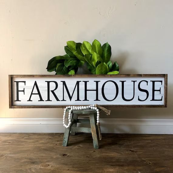 Large FARMHOUSE Sign | Customized Sign | Framed Farmhouse Sign | Kitchen Decor | Kitchen Sign | F... | Etsy (US)