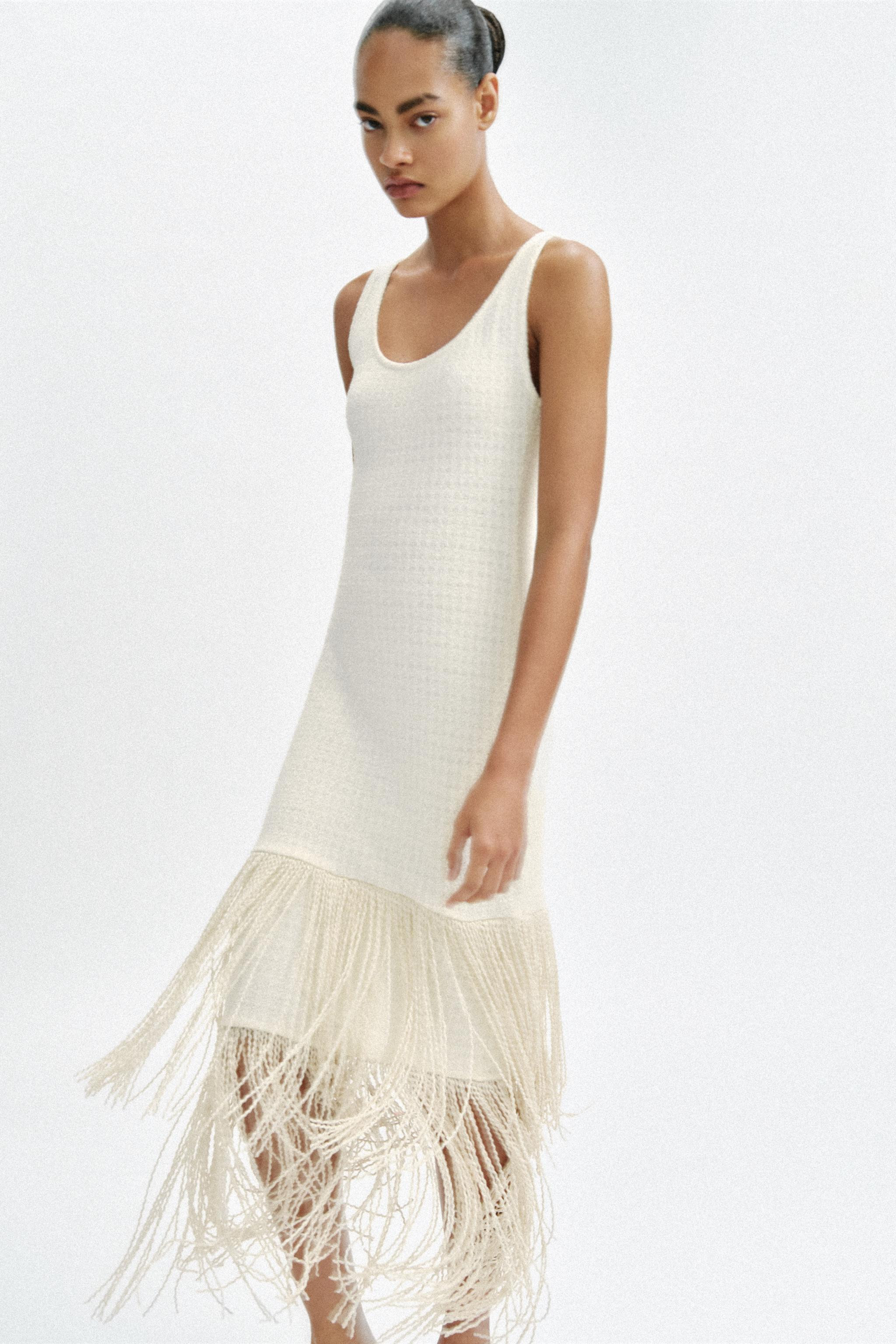 TEXTURED FRINGED DRESS | Zara US