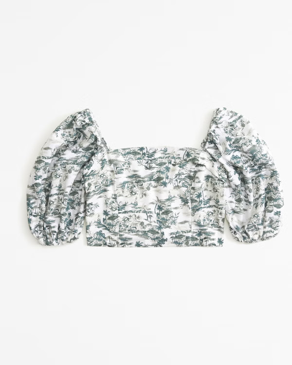 Women's Linen-Blend Puff Sleeve Set Top | Women's Tops | Abercrombie.com | Abercrombie & Fitch (US)