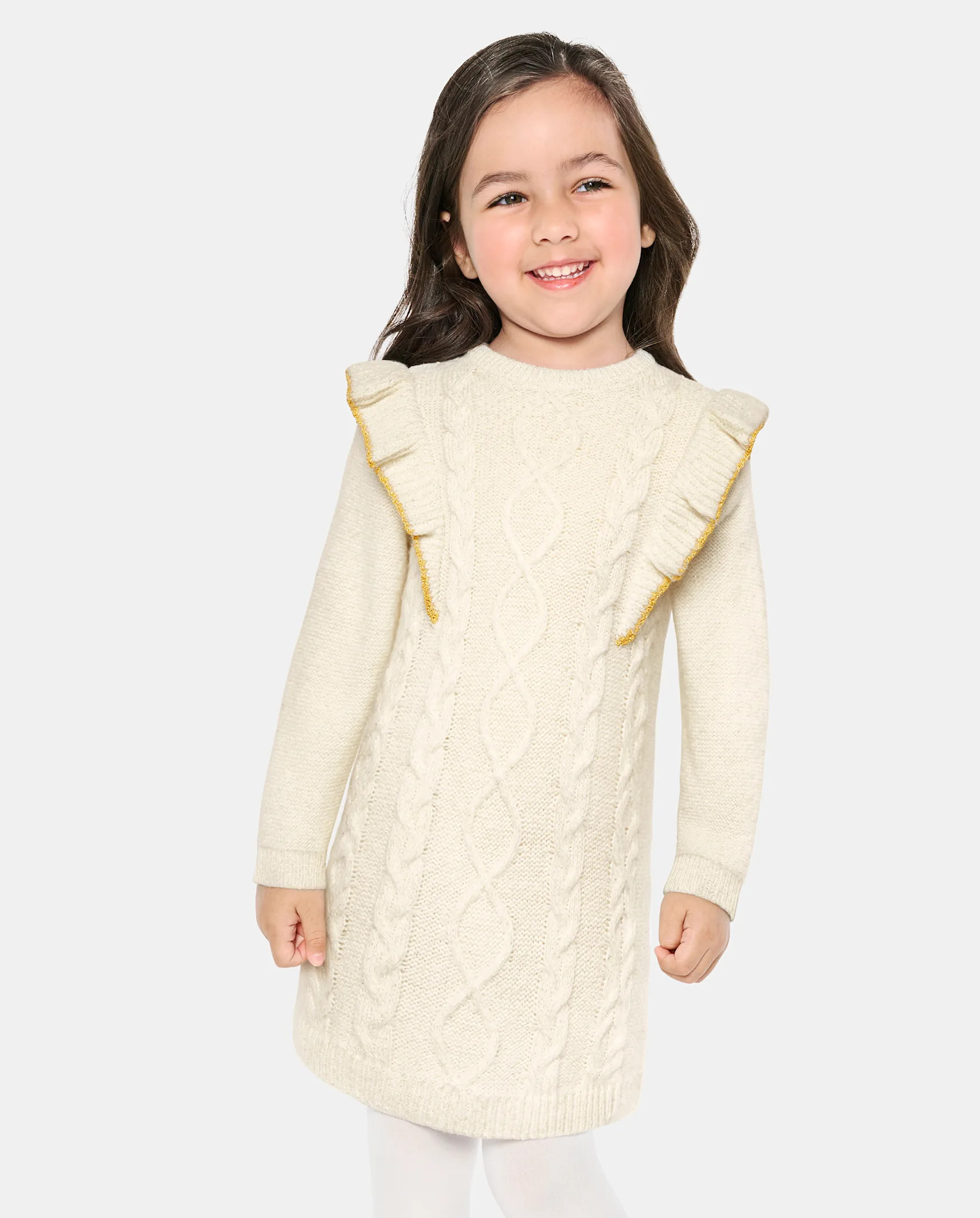 Baby And Toddler Girls Cable Knit Sweater Dress - white daisy | The Children's Place