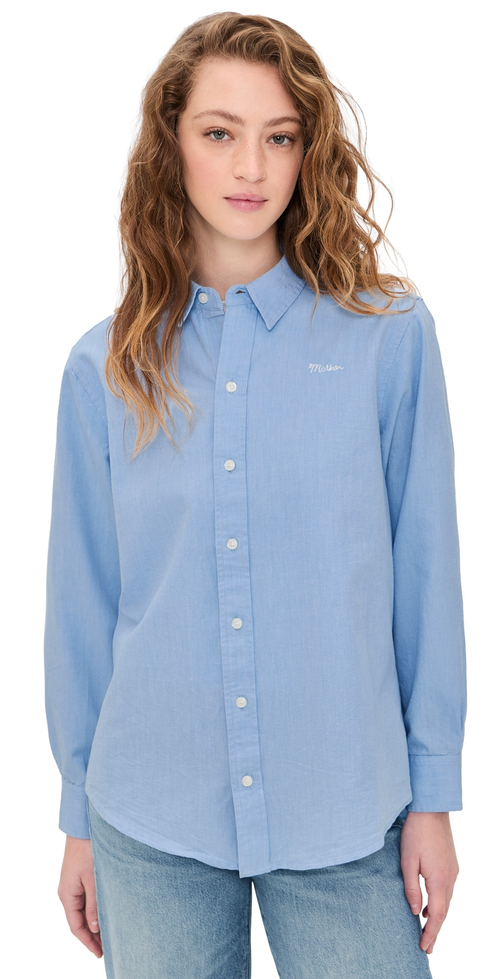 MOTHER The Bestie Button Down Light Blue S | Shopbop