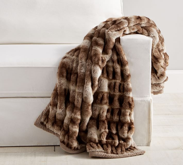 Faux Fur Ruched Throws | Pottery Barn (US)