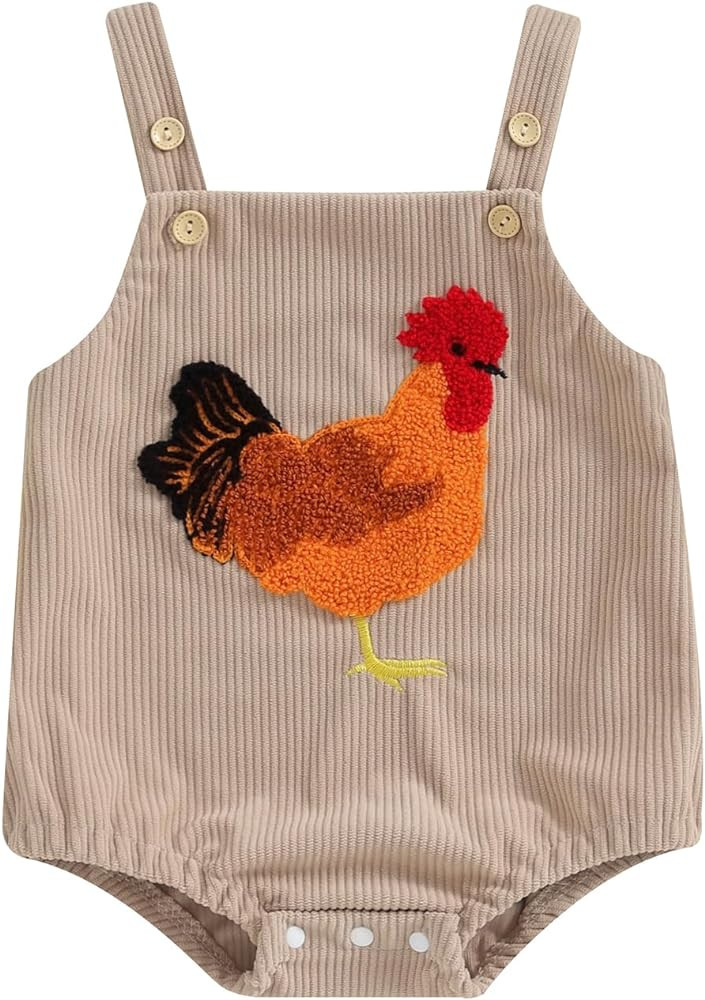 Tsnbre Newborn Baby Boy Girl Summer Outfits Corduroy Romper Farm Chicken Baby Overalls 0 3 6 9 12... | Amazon (US)