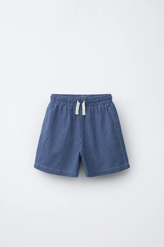 STRIPED LOOSE-FITTING DENIM BERMUDA SHORTS | Zara UK