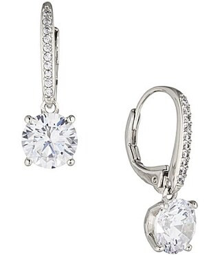 Nadri Modern Love Round CZ Crystal Drop Earrings - Silver | Dillard's