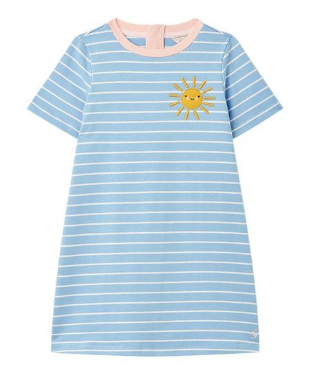 Joules Blue Stripe Sunshine Rosalee Short-Sleeve A-Line Dress - Toddler & Girls | Zulily
