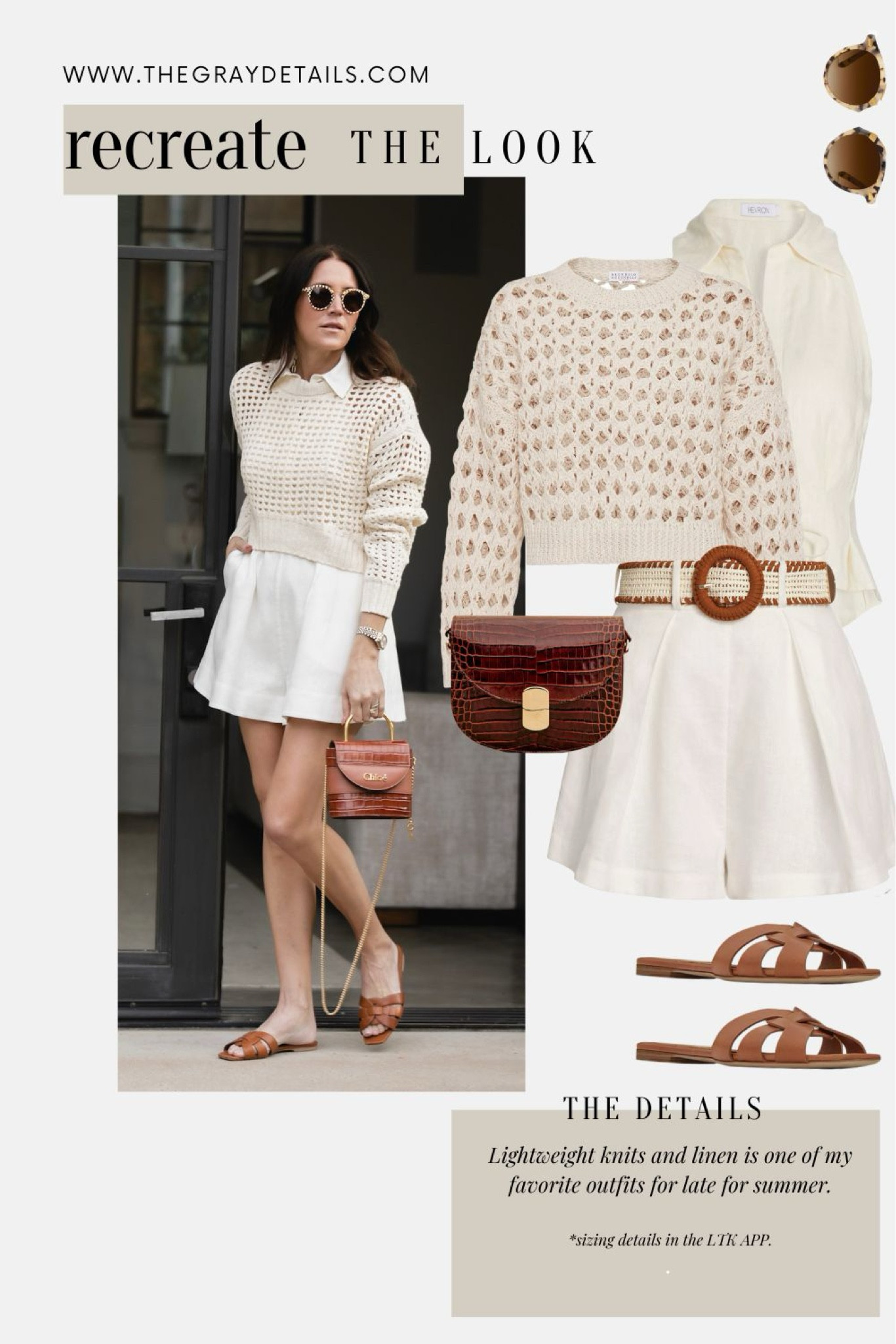 White linen romper. Brown sandals. Jcrew knit 

#LTKBacktoSchool #LTKOver40 #LTKShoeCrush