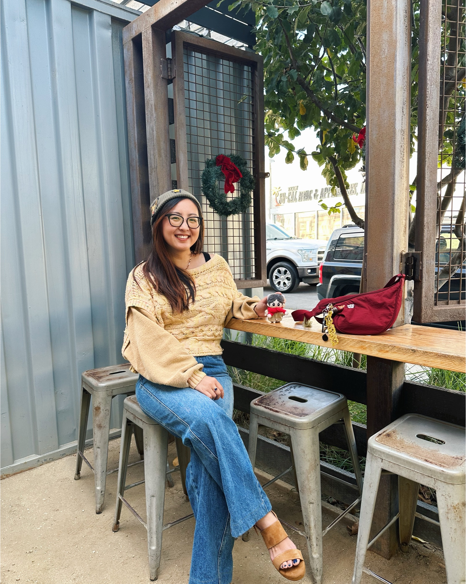 One of my favorite fall/ California winter fits- a cute hat, slouchy sweater, jeans, and sandals.

Shoes and bag are the exact style, just not color as they aren’t available. 

#LTKPetite #LTKootd #LTKdayinmylife