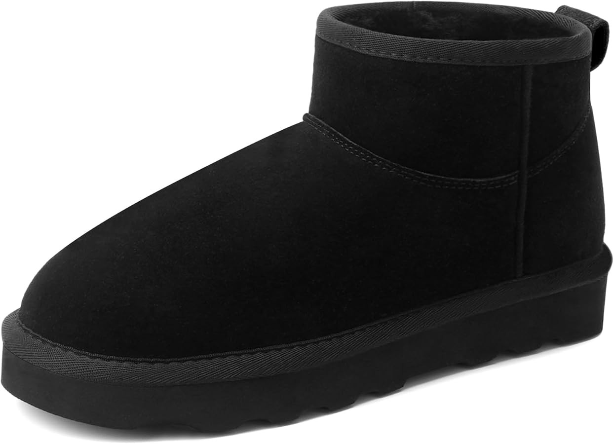 Women's Genuine Suede Winter Mini Boots Water Resistant Snow Booties with Cozy Faux Fur Lining An... | Amazon (US)