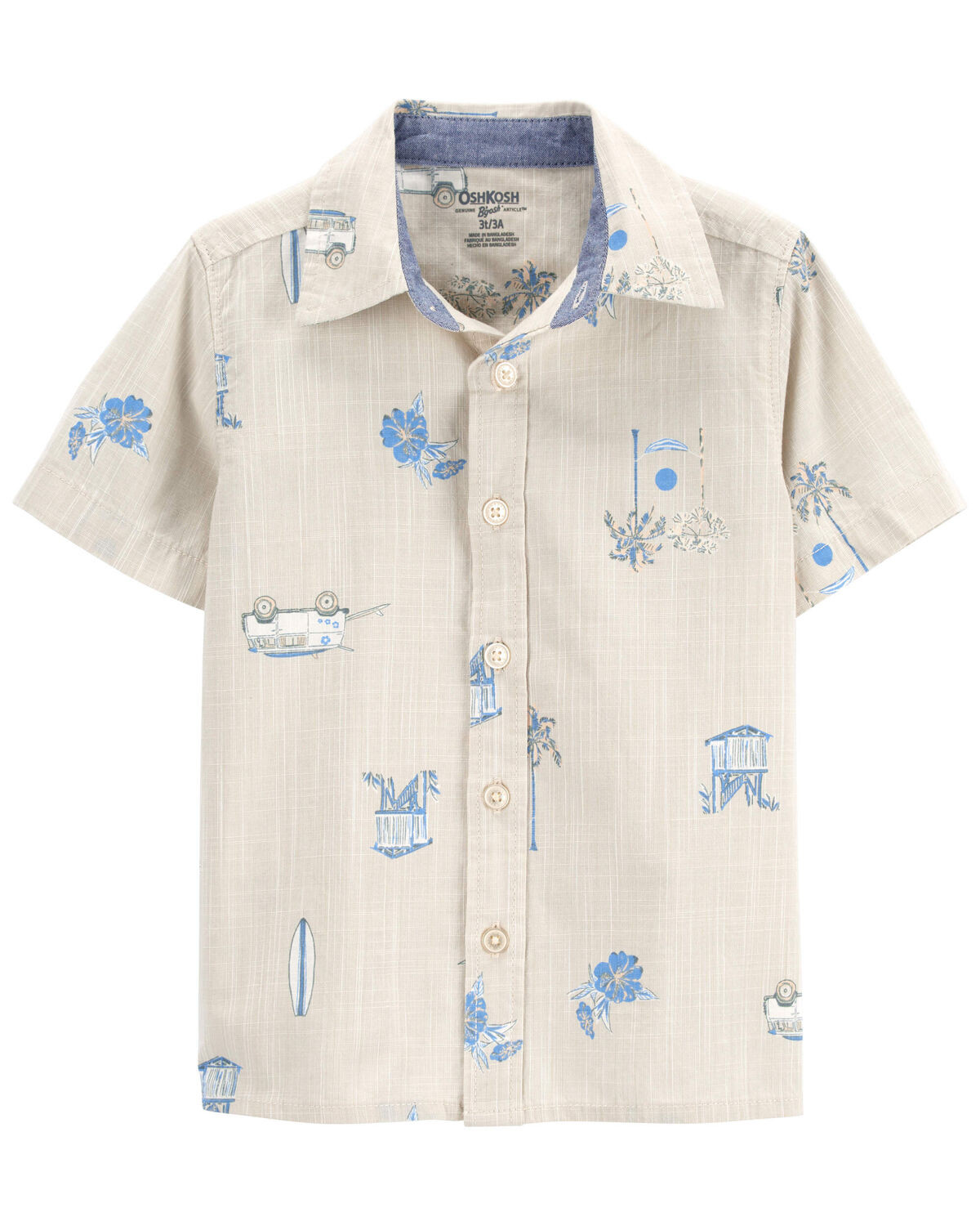 Tan Baby Seaside Print Button-Front Chambray Shirt | carters.com | Carter's