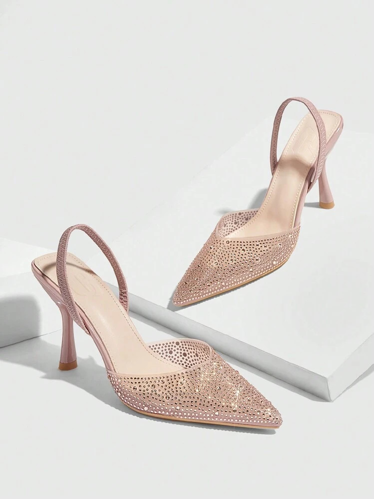 CUCCOO SZL Women's Fashionable & Pointed High Heels, Fully Beaded Design Spring Shoes Spring Break Easter Prom Heels For Christmas | SHEIN