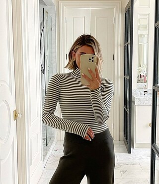 X Cella Jane Blog Knit Stripe Turtleneck Long Sleeve Layering Sweater | Dillard's