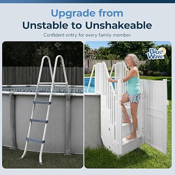 Blue Wave Above Ground Pool Steps with Gate and Bridge - Heavy Duty Stairs with Dual Handrails, 3... | Amazon (US)