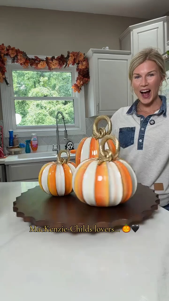 You absolutely do NOT need 47 little pumpkins when three statement pumpkins can do this. 🎃✨ I love the different heights together for an instant fall vignette. 

#falldecor #pumpkindecor #autumndecor #fallhomedecor #mackenziechilds

#LTKSeasonal #LTKHome #LTKSaleAlert