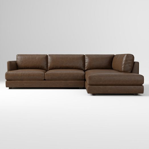 Haven Leather 2-Piece Bumper Chaise Sectional (108") | West Elm (US)