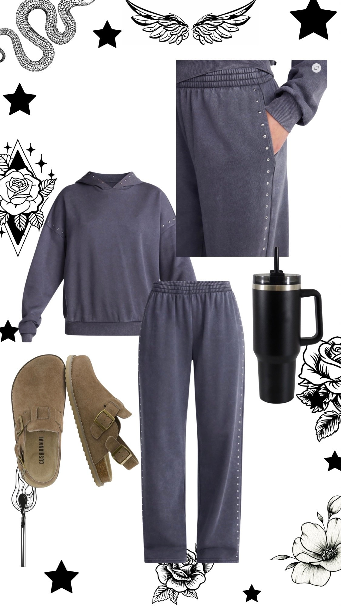 Edgy studded sweatpants comfy outfit.

#LTKootd #LTKgrwm #LTKMidsize