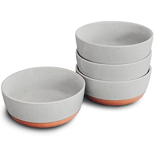 Mora Ceramic Flat Bowls Set of 4-25 oz- For Soup, Salad, Rice, Cereal, Breakfast, Dinner, Serving, Oatmeal, etc - Microwave, Dishwasher and Oven Safe Porcelain Bowl for Eating and Kitchen- Earl Grey | Amazon (US)