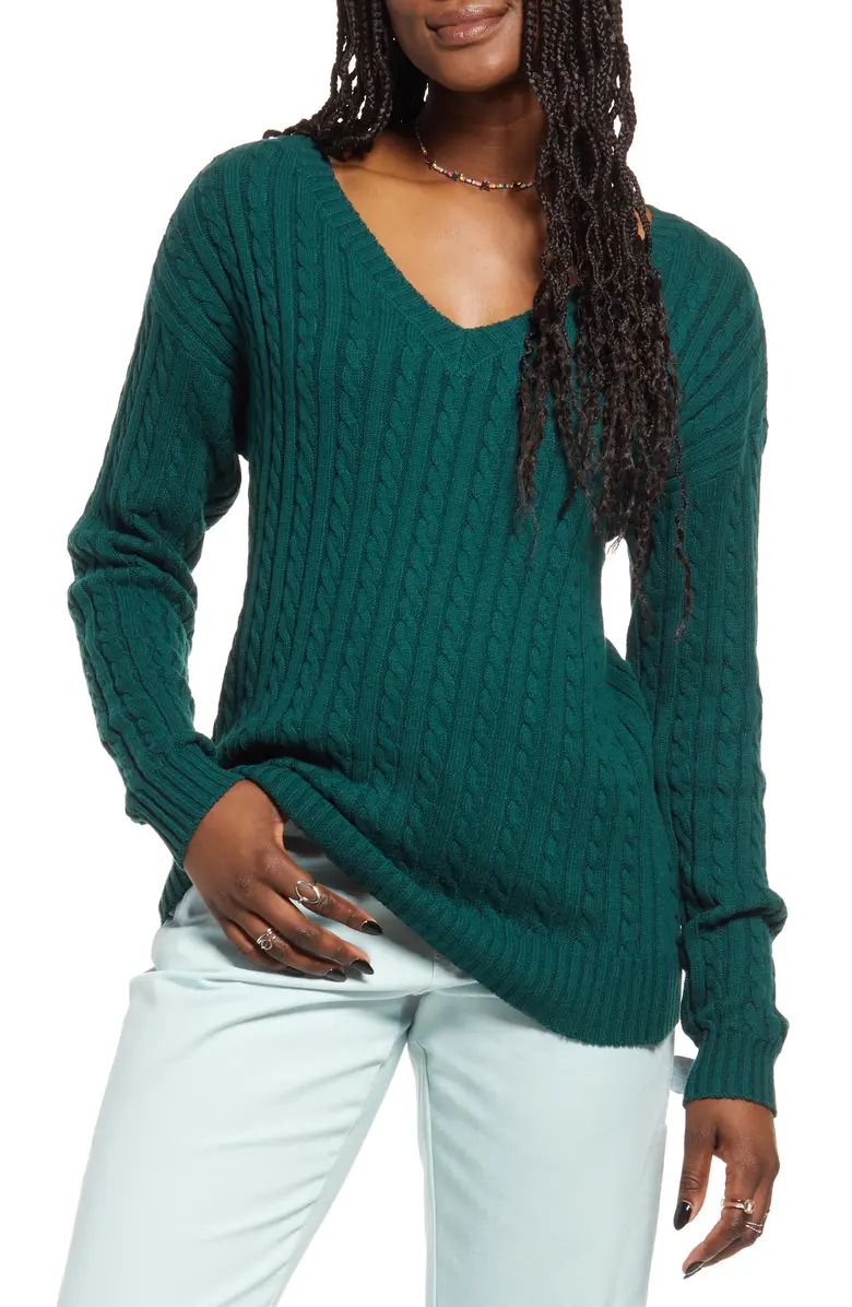 BP. Cable Knit Cotton & Recycled Polyester Sweater | Nordstrom | Nordstrom