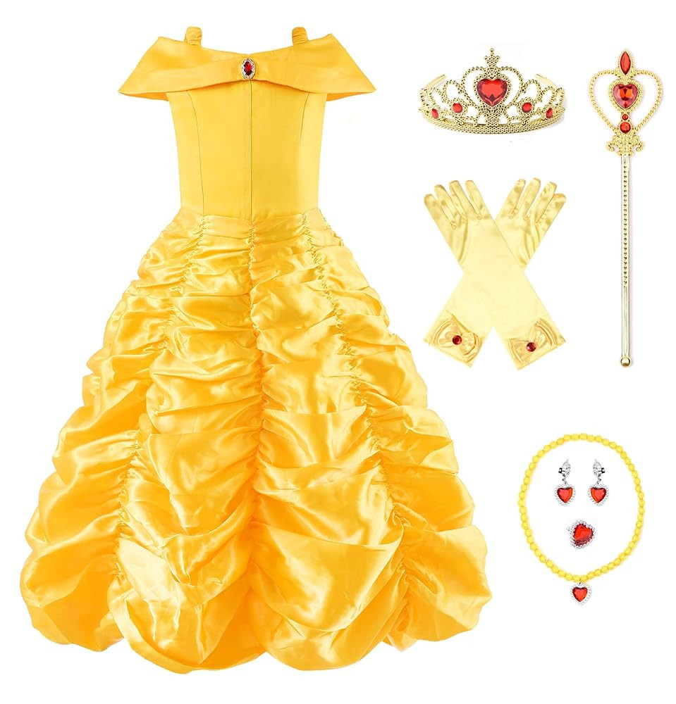 Girl's Off Shoulder Princess Dress Layered Costume with Aceessories | Amazon (US)