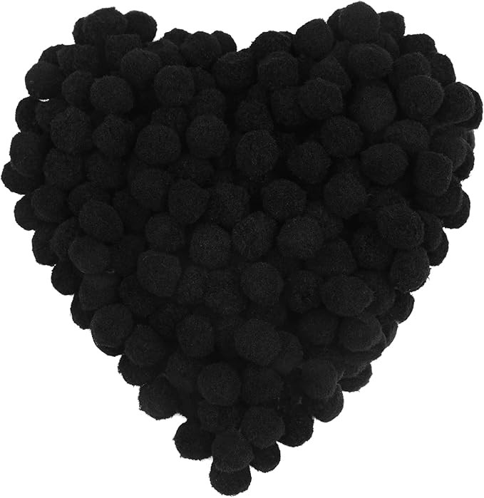 MOREFEN 150 Pieces Pom Poms, 1 Inch Black Craft Pom Poms, Fuzzy Pompom Puff Balls, Small Pom Pom ... | Amazon (US)