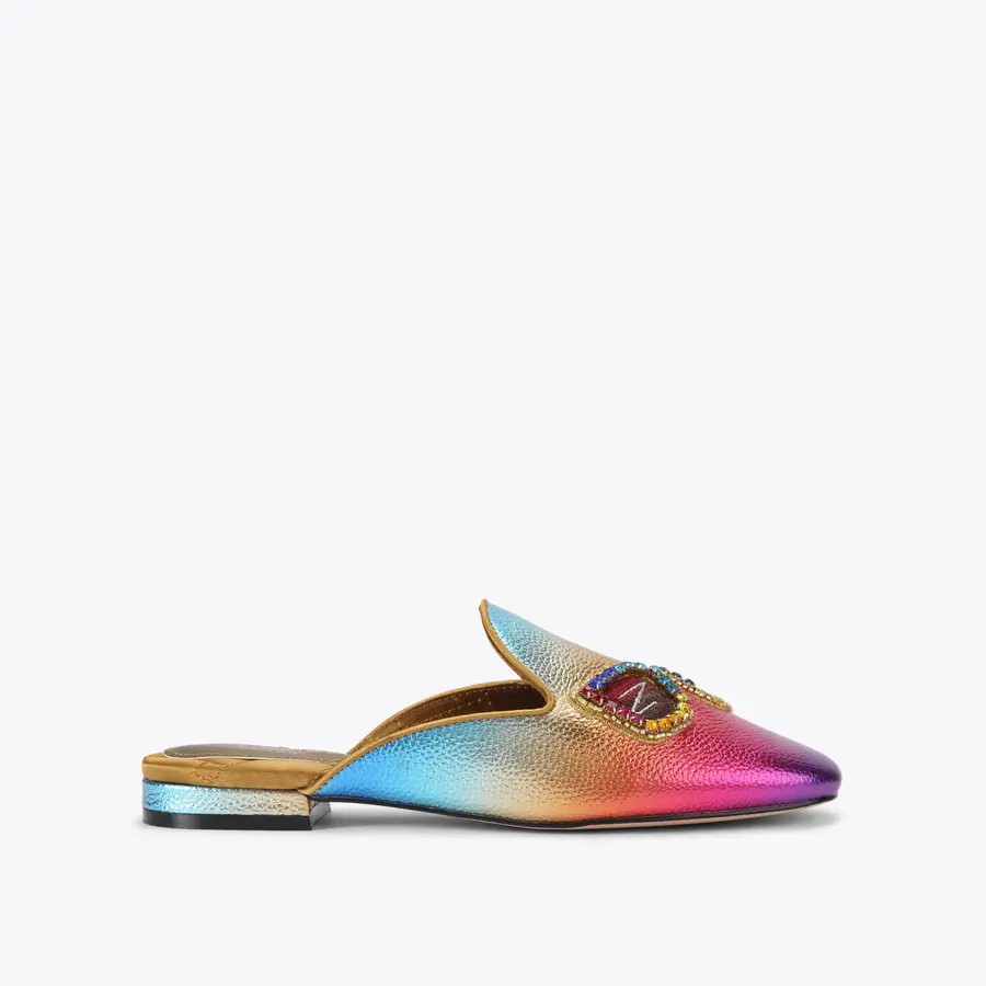 EMBROIDERED SLIPPER 2 Ombre Metallic Pebble Grain Slip On Shoe by Kurt Geiger London | Kurt Geiger US
