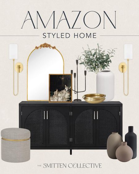Amazon home decor featuring this designer inspired sideboard! 

vintage arch mirror, wall sconces, ottoman, vases, art, candleholder

#LTKhome #LTKunder50 #LTKstyletip