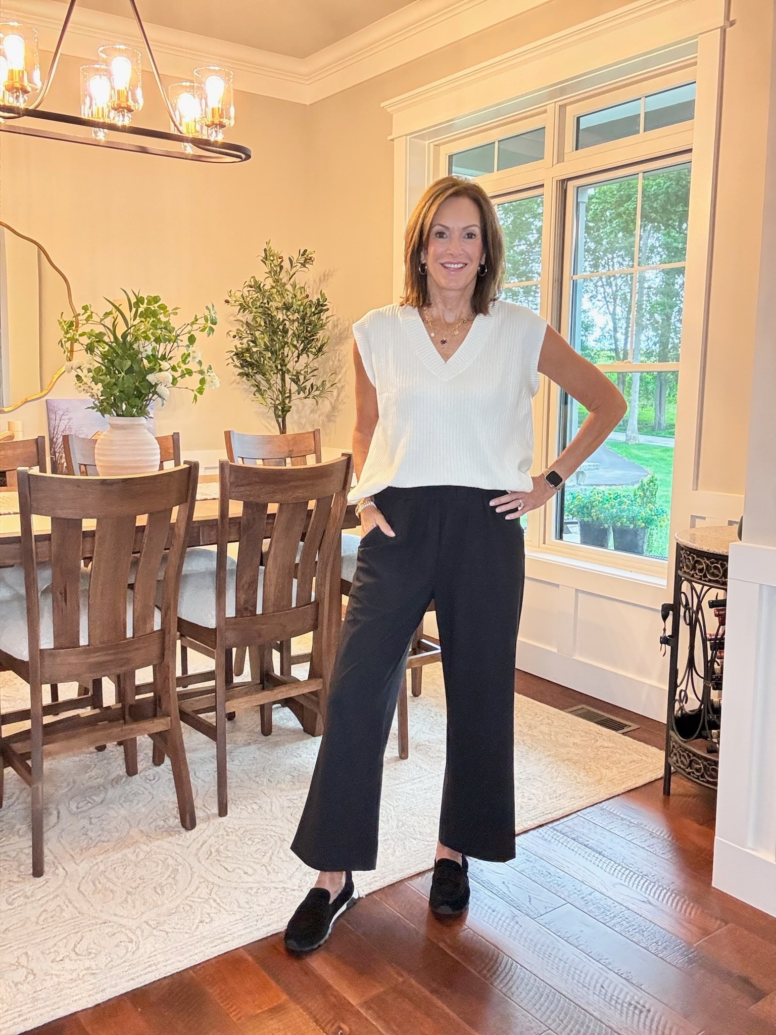 Wide leg pants - medium 
Sweater vest - medium 
Polka dot jacket - large 
Suede sneaker loafers - size 41 (if your shoe size is bigger than a 10.5 these will be too small for you) 


Casual style 
Errands 
OOTD 
Amazon
Ageless style

#LTKSeasonal #LTKTall #LTKootd