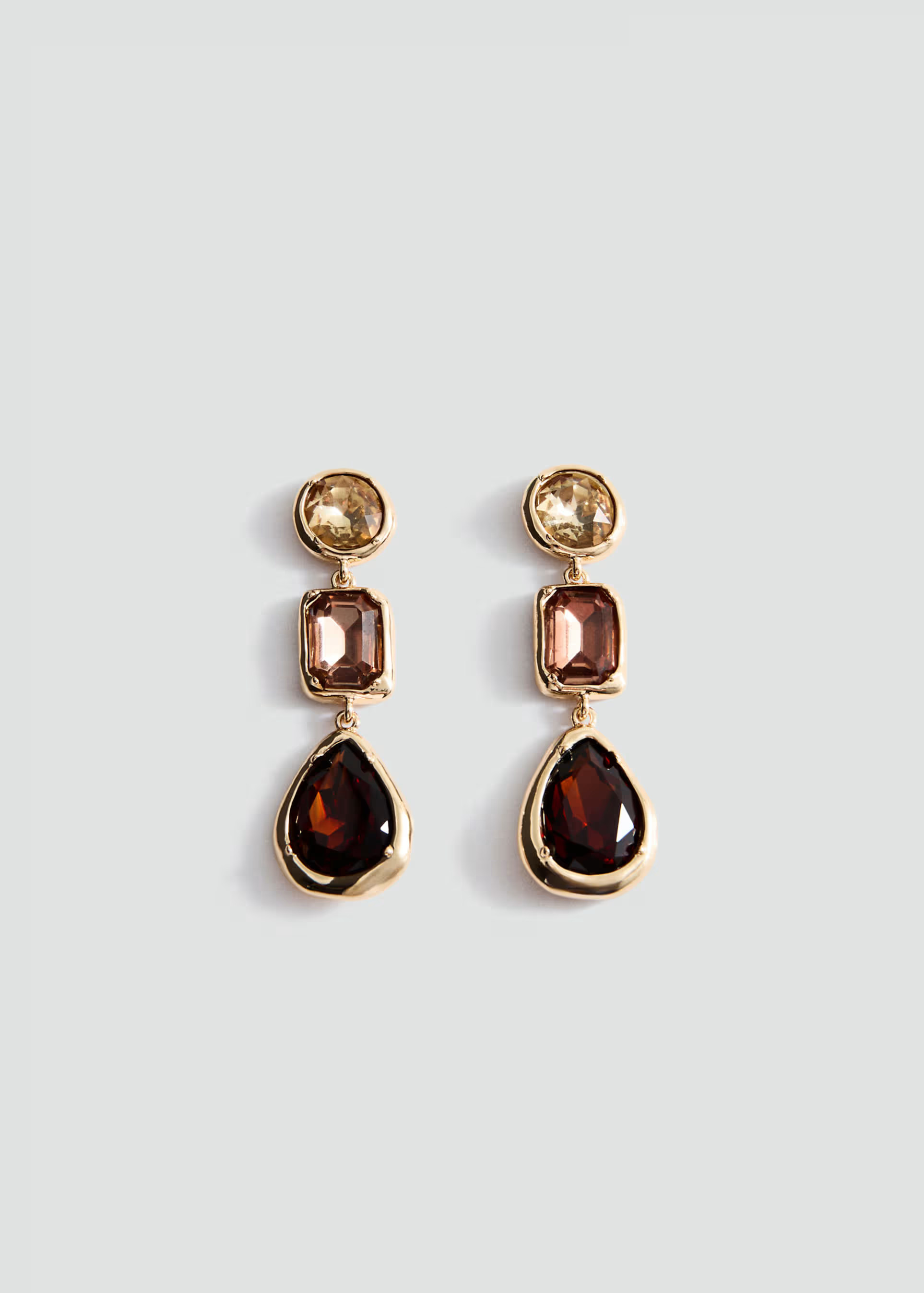Mango brown jeweled drop earings in gold | ASOS (Global)