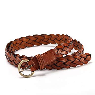 MoYoTo® Women's Fashion Thin Braided Leather Belt For Dress with Buckle 20mm | Amazon (US)