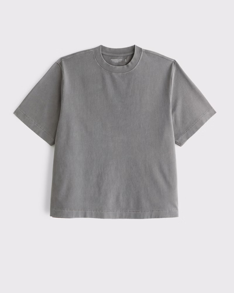 Abercrombie & Fitch Men's Premium Heavyweight Cropped Tee in Gray - Size M TALL | Abercrombie & Fitch (US)