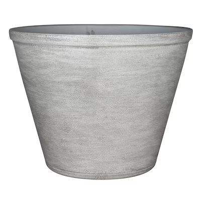 Style Selections 22.83-in x 18.5-in Cement Resin Planter with Drainage Holes | Lowe's