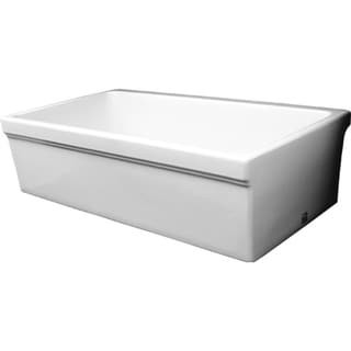 Whitehaus Collection Farmhaus Fireclay Quatro Alcove Glossy Reversible Sink with Decorative Lips | Bed Bath & Beyond
