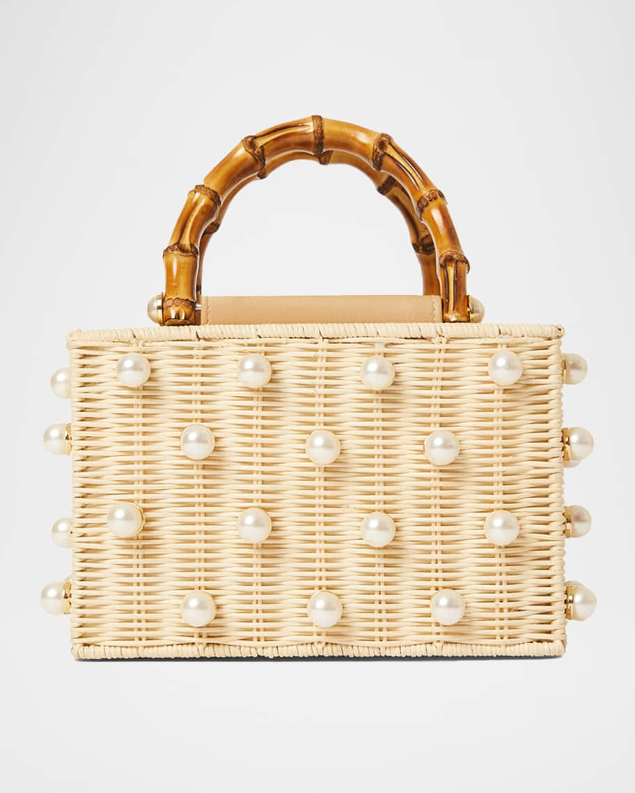 BTB Los Angeles Chloe Pearly Rattan Box Top-Handle Bag | Neiman Marcus