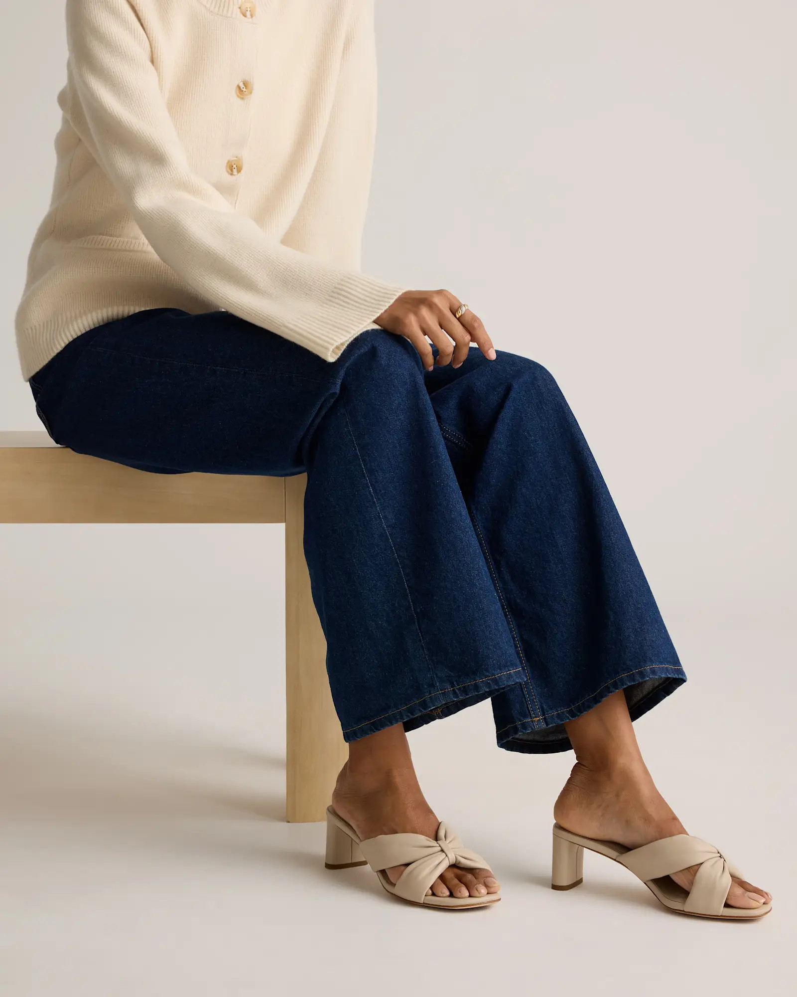 Italian Leather Twist Mid Heel Mule | Quince