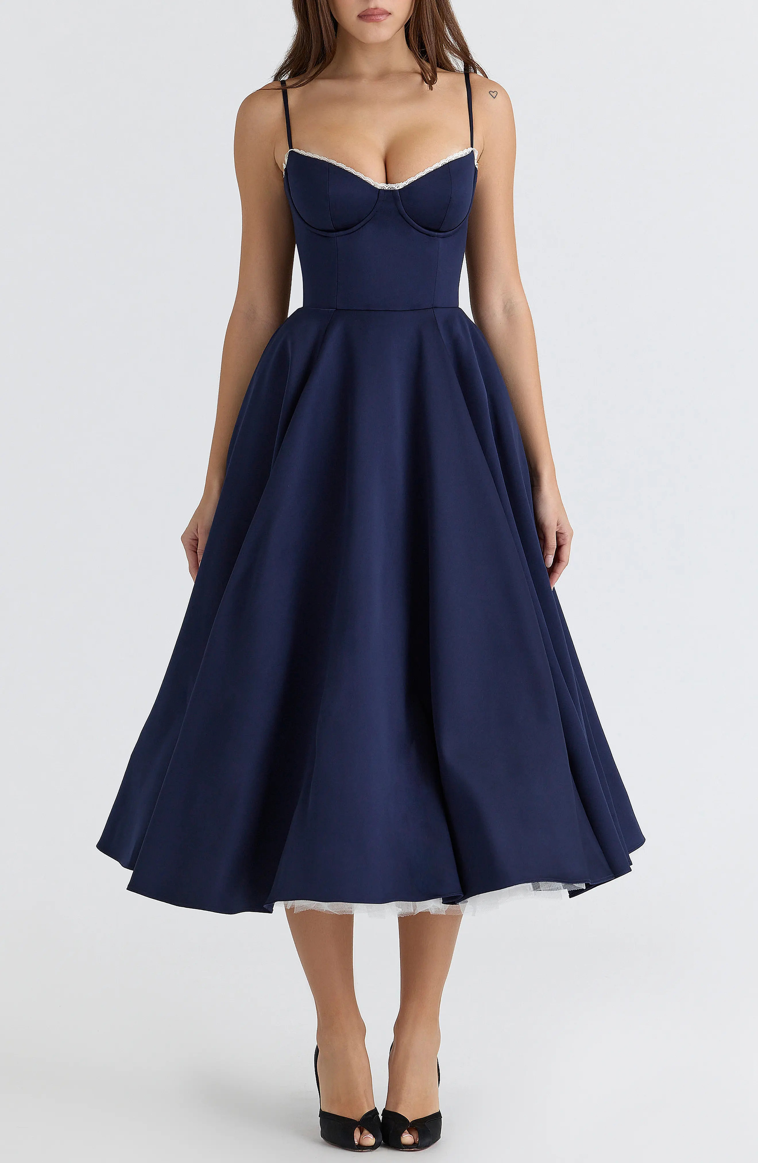 HOUSE OF CB Mademoiselle Sleeveless Satin Tulle Midi Dress (Women) | Nordstrom | Nordstrom