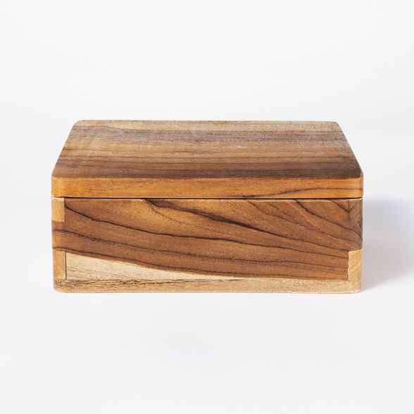 6&#34; x 8&#34; Teak Wood Box Natural - Threshold&#8482; designed with Studio McGee | Target