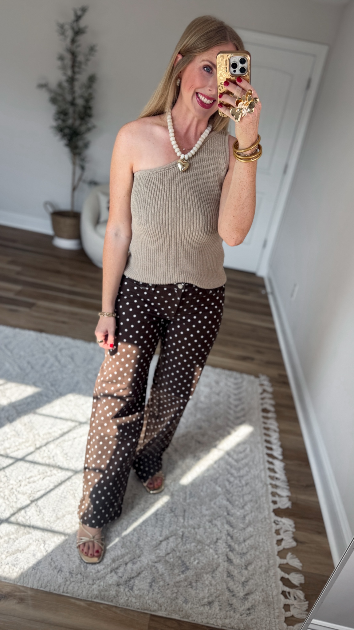 Weekend Walmart Wins try-on
One shoulder ribbed sweater tank- small
Brown polka dot pants- 4 long

#LTKootd #LTKmomlife