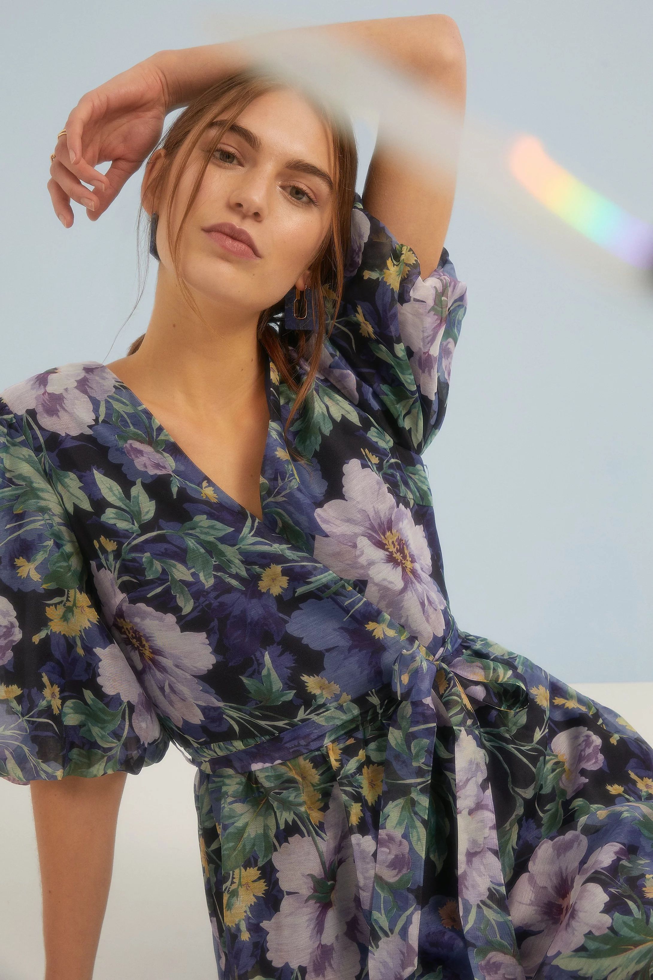 Lyanna Floral Wrap Organza Midi Dress | Oasis UK & IE 