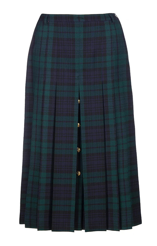 Ladies Gold Button Plaid Skirt | The House of Bruar