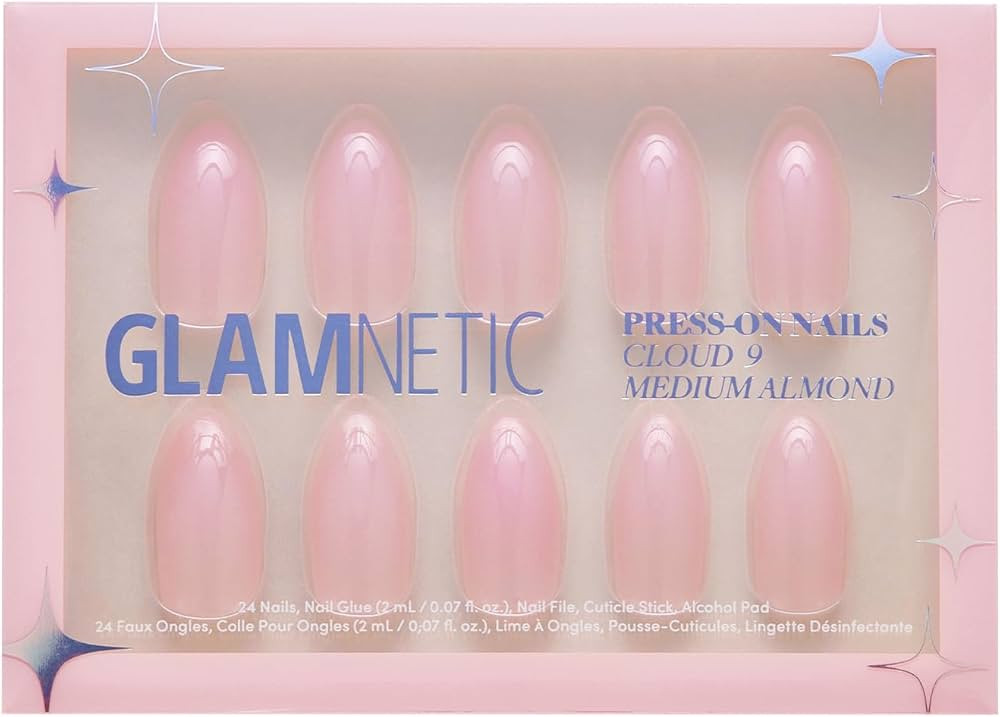 Glamnetic Press On Nails - Cloud 9 | Jelly UV Finish Medium Pointed Almond Shape, Reusable Pink N... | Amazon (US)