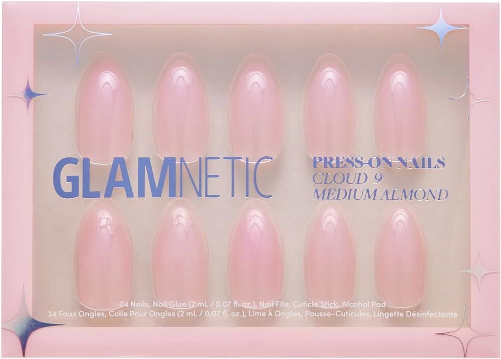 Glamnetic Press On Nails - Cloud 9 | Jelly UV Finish Medium Pointed Almond Shape, Reusable Pink N... | Amazon (US)