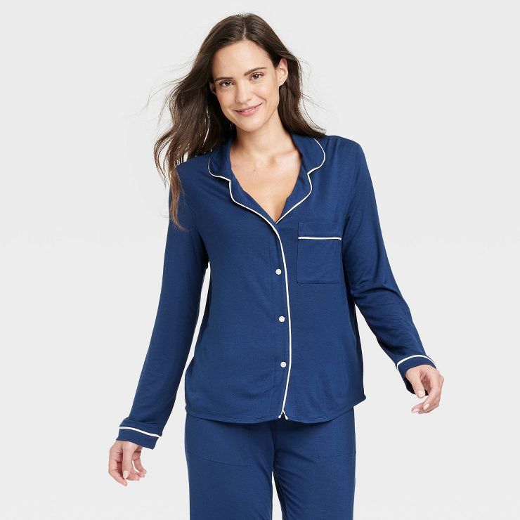 Women's Beautifully Soft Long Sleeve Notch Collar Top and Pants Pajama Set - Stars Above™ | Target