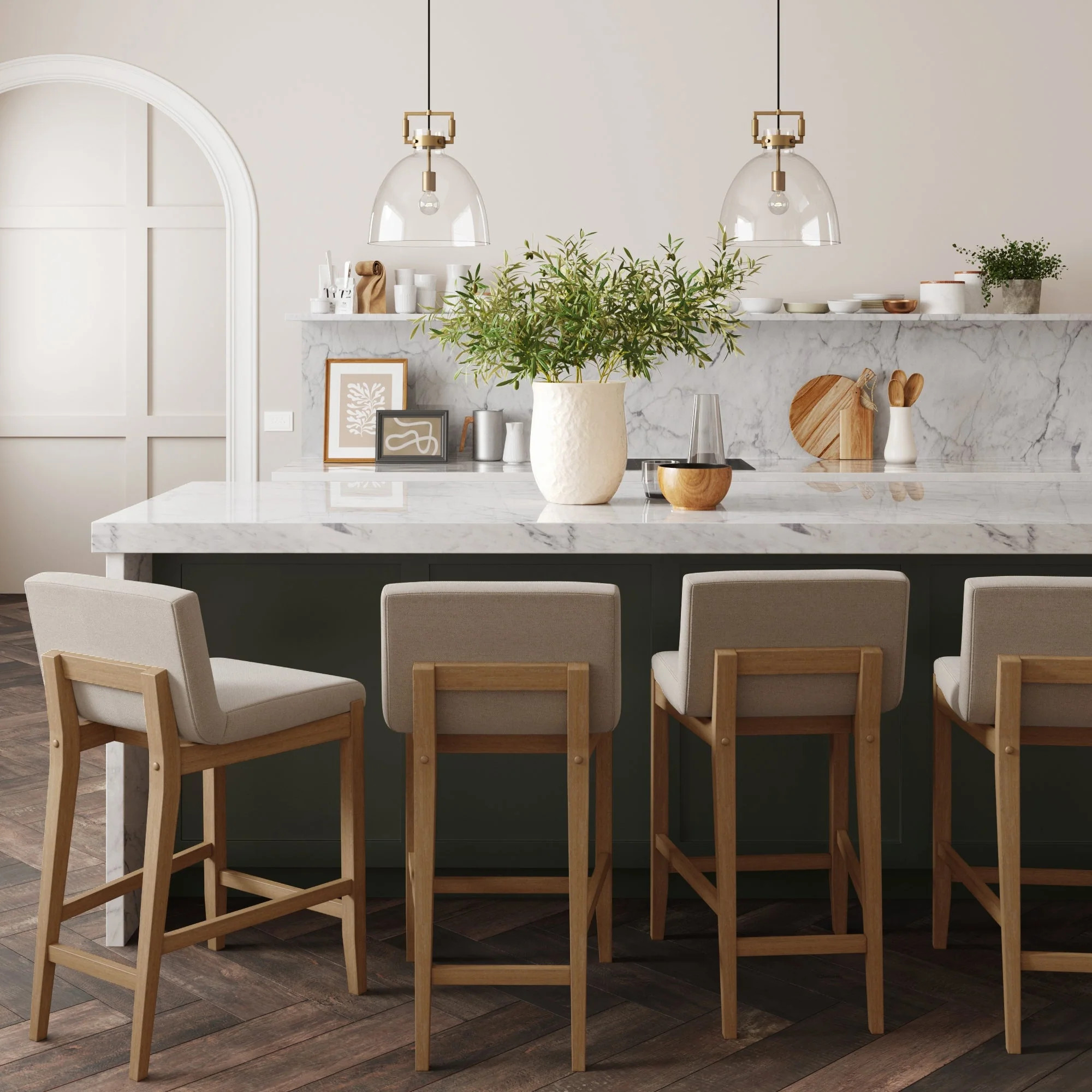 Wood Counter Stools Light Brown (Set of 4) | Nathan James