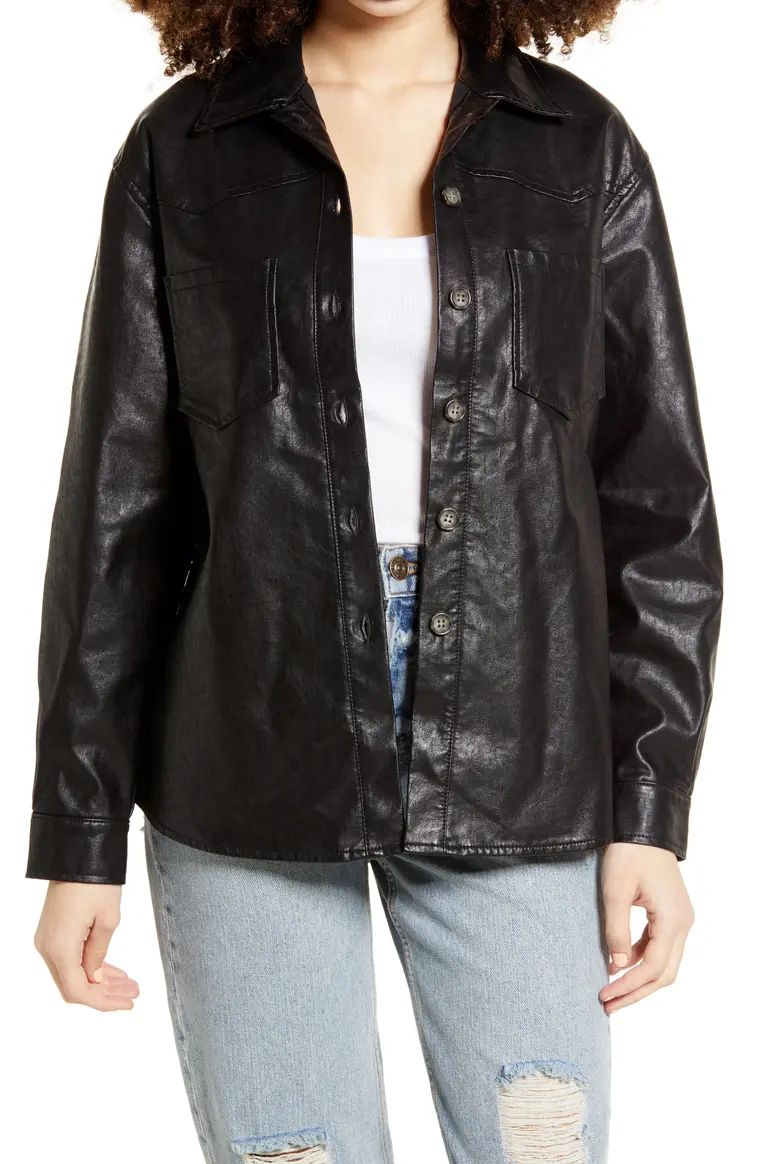 Faux Leather Shirt Jacket | Nordstrom