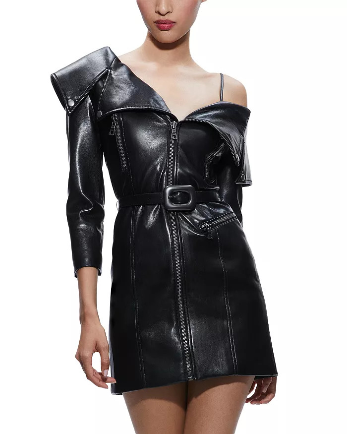 Miara Faux Leather Asymmetric Moto Mini Dress | Bloomingdale's (US)