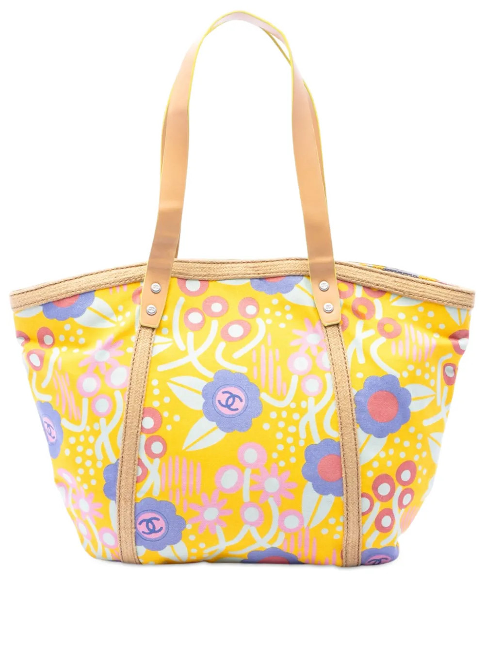 CHANEL Pre-Owned 2003-2004 CC Canvas High Summer Flower tote bag - Yellow | Farfetch Global