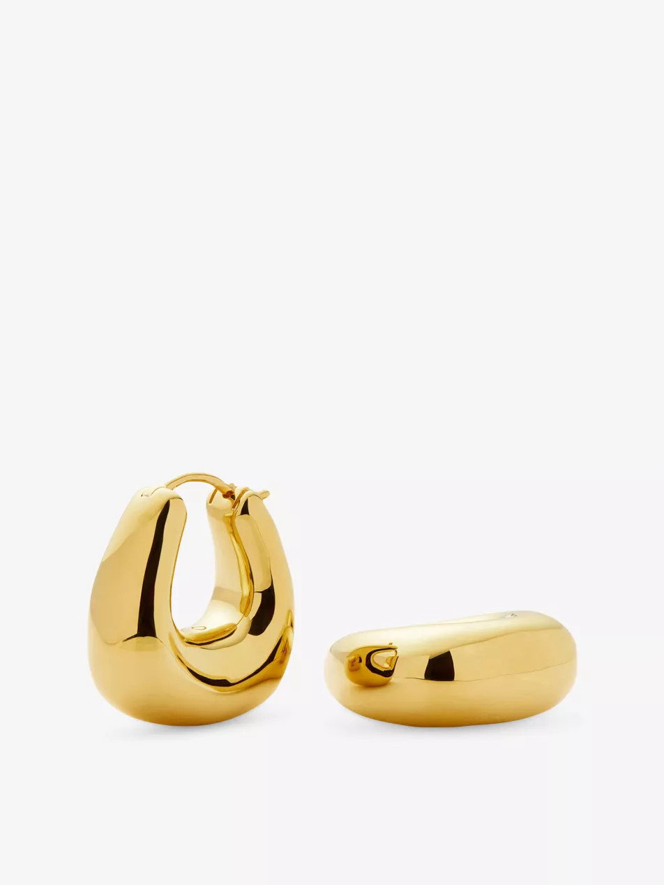Sculptural Chubby Small 18ct Yellow Gold-Plated Brass Hoop Earrings | Selfridges